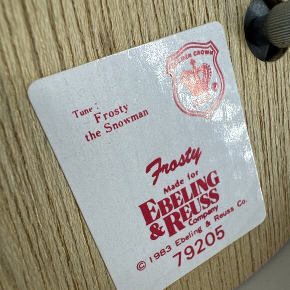 RARE Vintage Ebeling & Reuss Frosty The Snowman Music Box 1983 READ - Picture 10 of 13